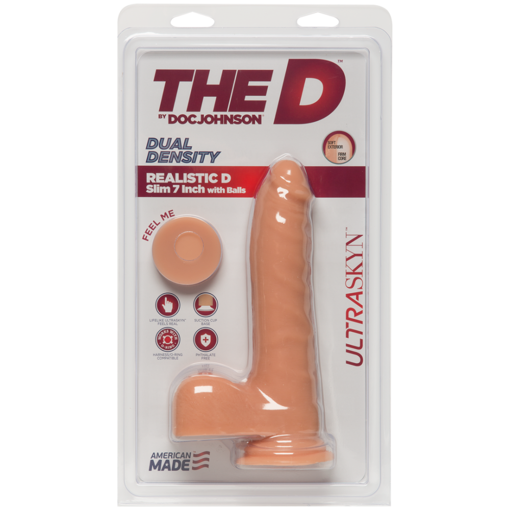 D Slim - Realistic ULTRASKYN Dildo with Balls - 7 / 18 cm