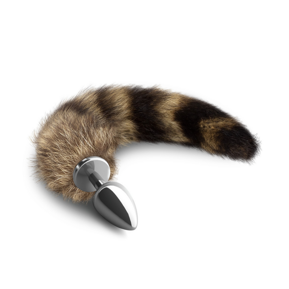 Foxy Silver - Plug Anal de Metal con Cola - Plata/Marrón