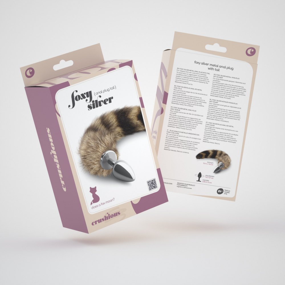 Foxy Silver - Plug Anal de Metal con Cola - Plata/Marrón