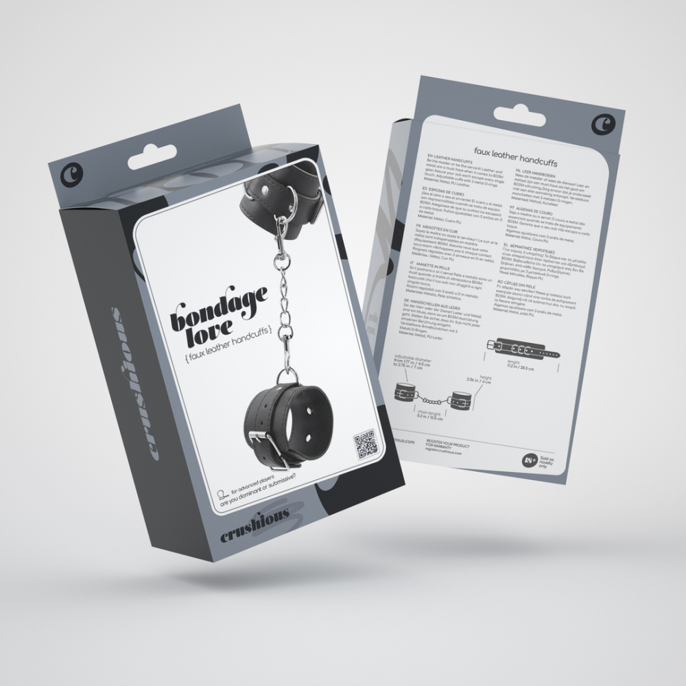 Bondage Love - Esposas de Cuero - Negro