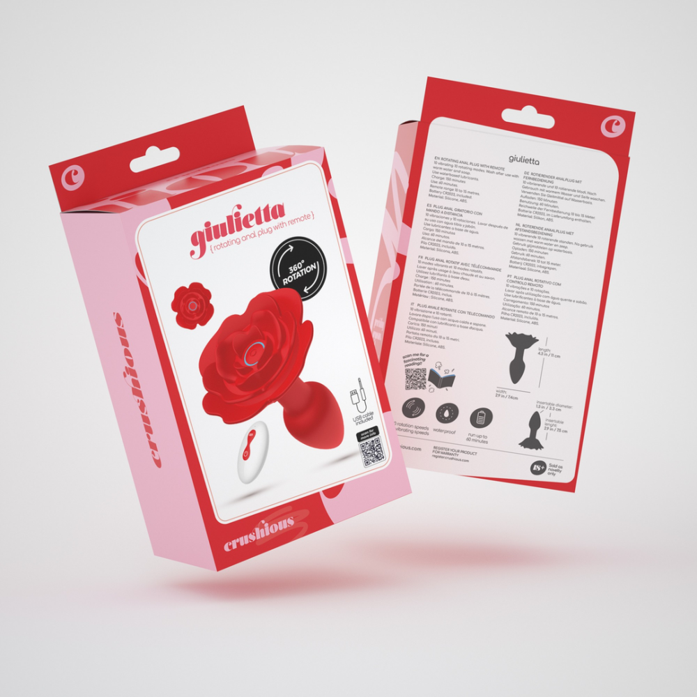 Giulietta - Plug Anal Rosa Rotatorio con Control Remoto - Rojo