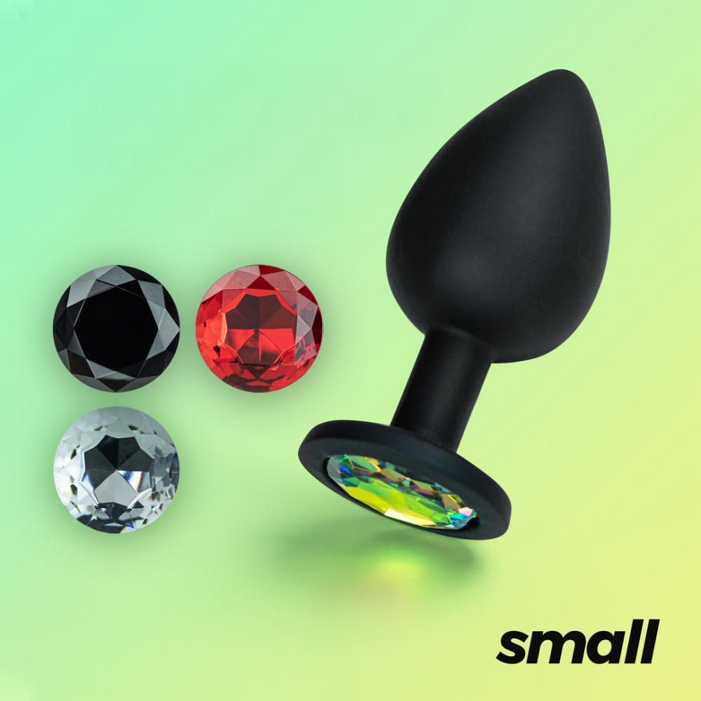 Camileo - Plug Anal con Cuatro Joyas Intercambiables - Pequeño - Negro