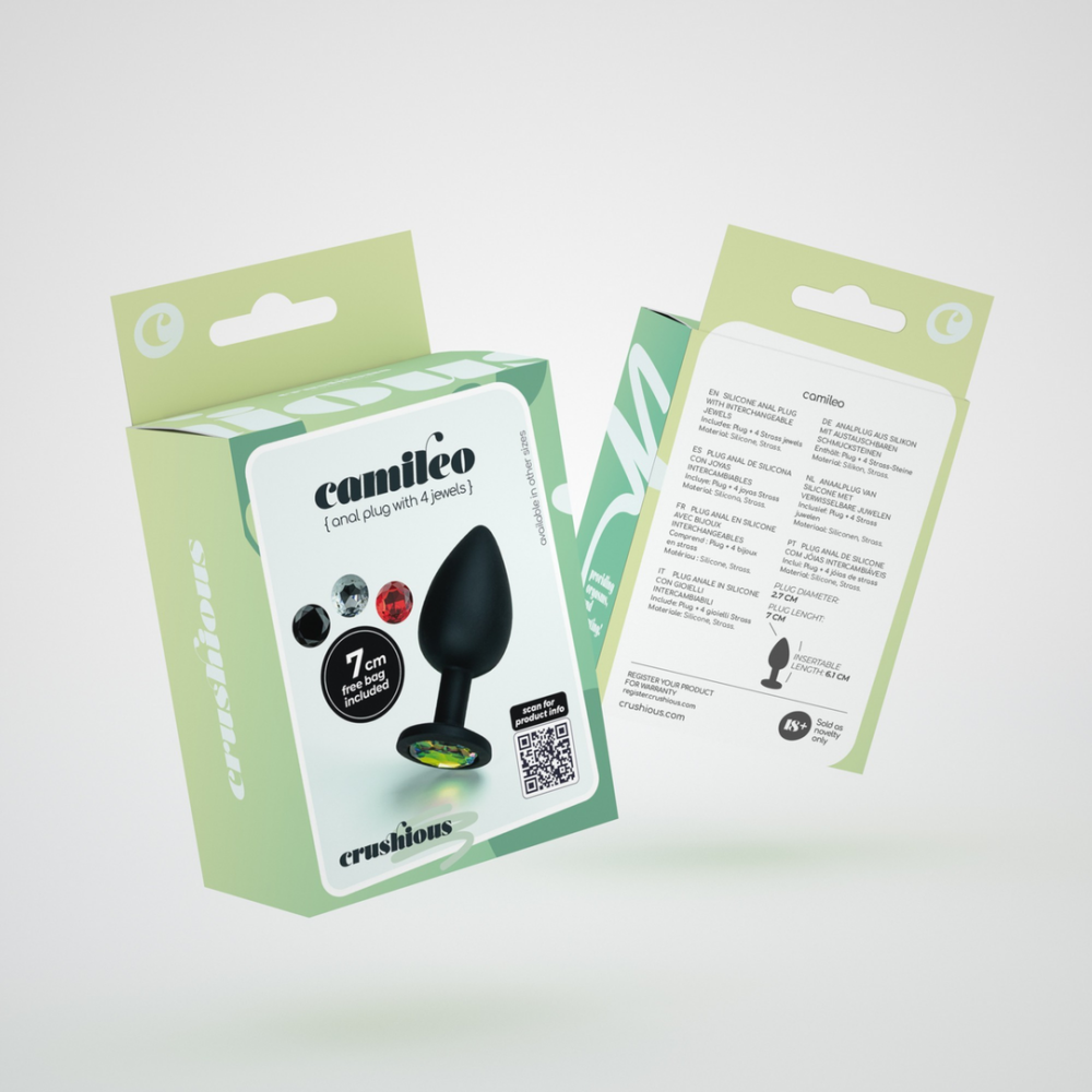 Camileo - Plug Anal con Cuatro Joyas Intercambiables - Pequeño - Negro