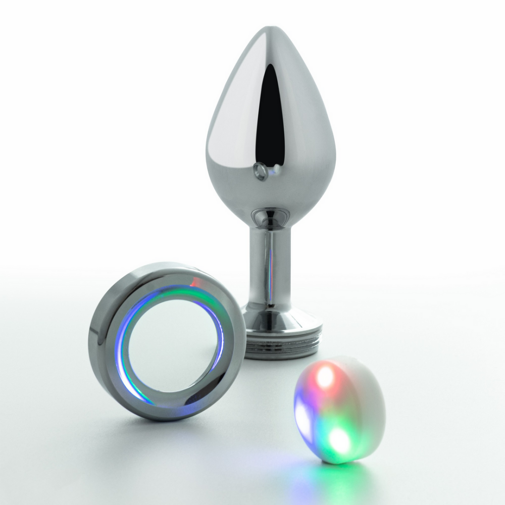 Borealis - Plug Anal de Metal con LED RGB - Mediano - Plata