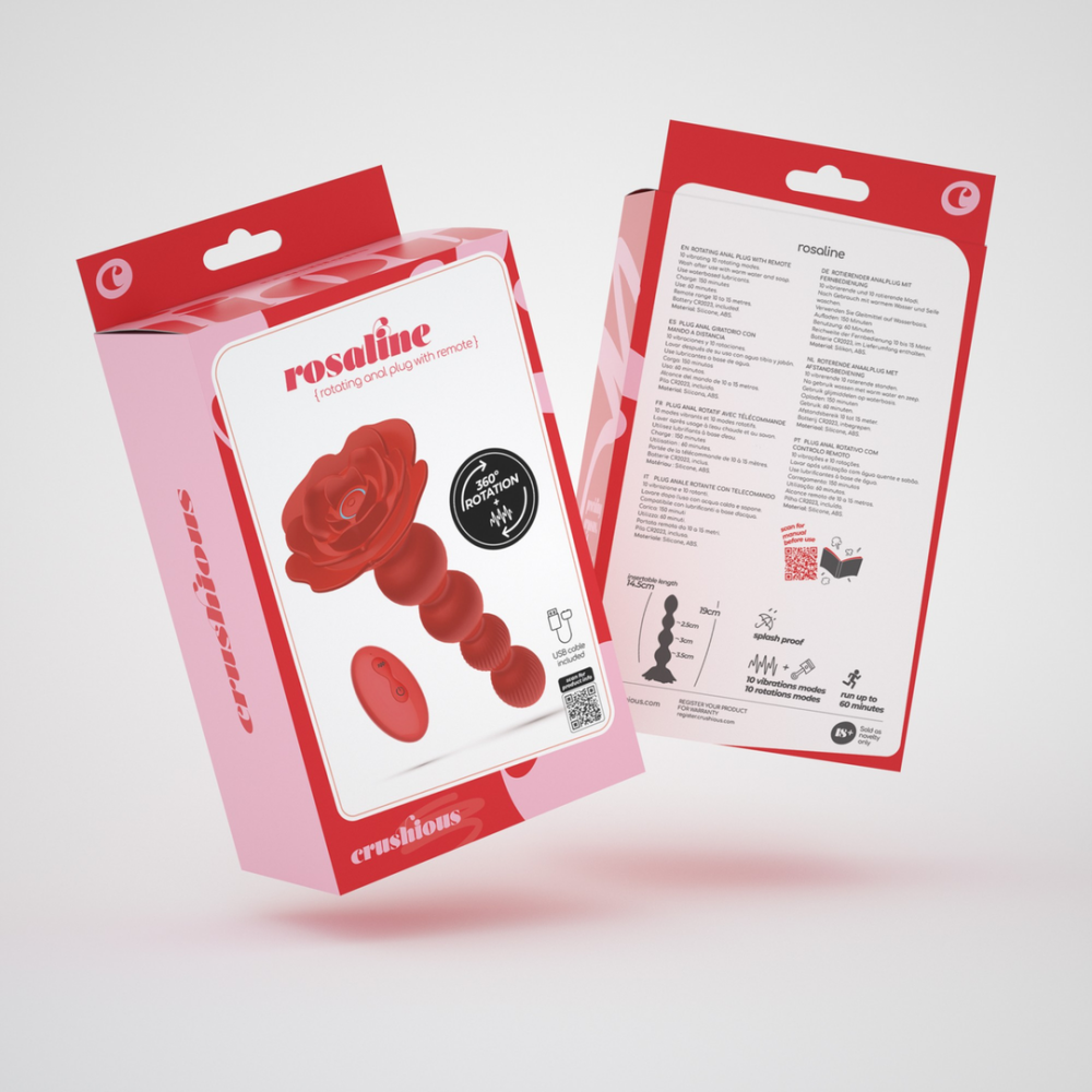 Rosaline - Plug Anal Rosa Rotatorio con Control Remoto - Rojo