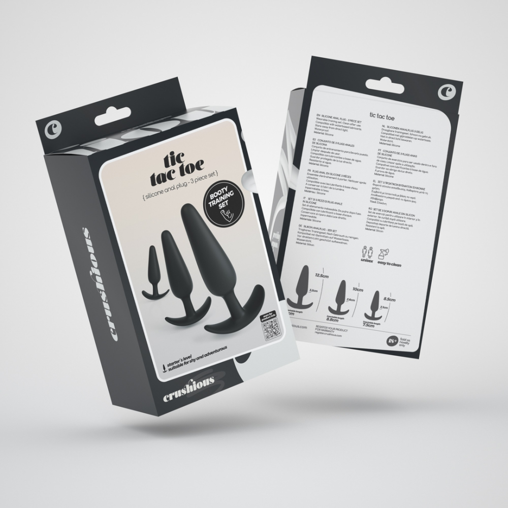 Tic Tac Toe - Set de Entrenamiento de Tapones Anales - Negro