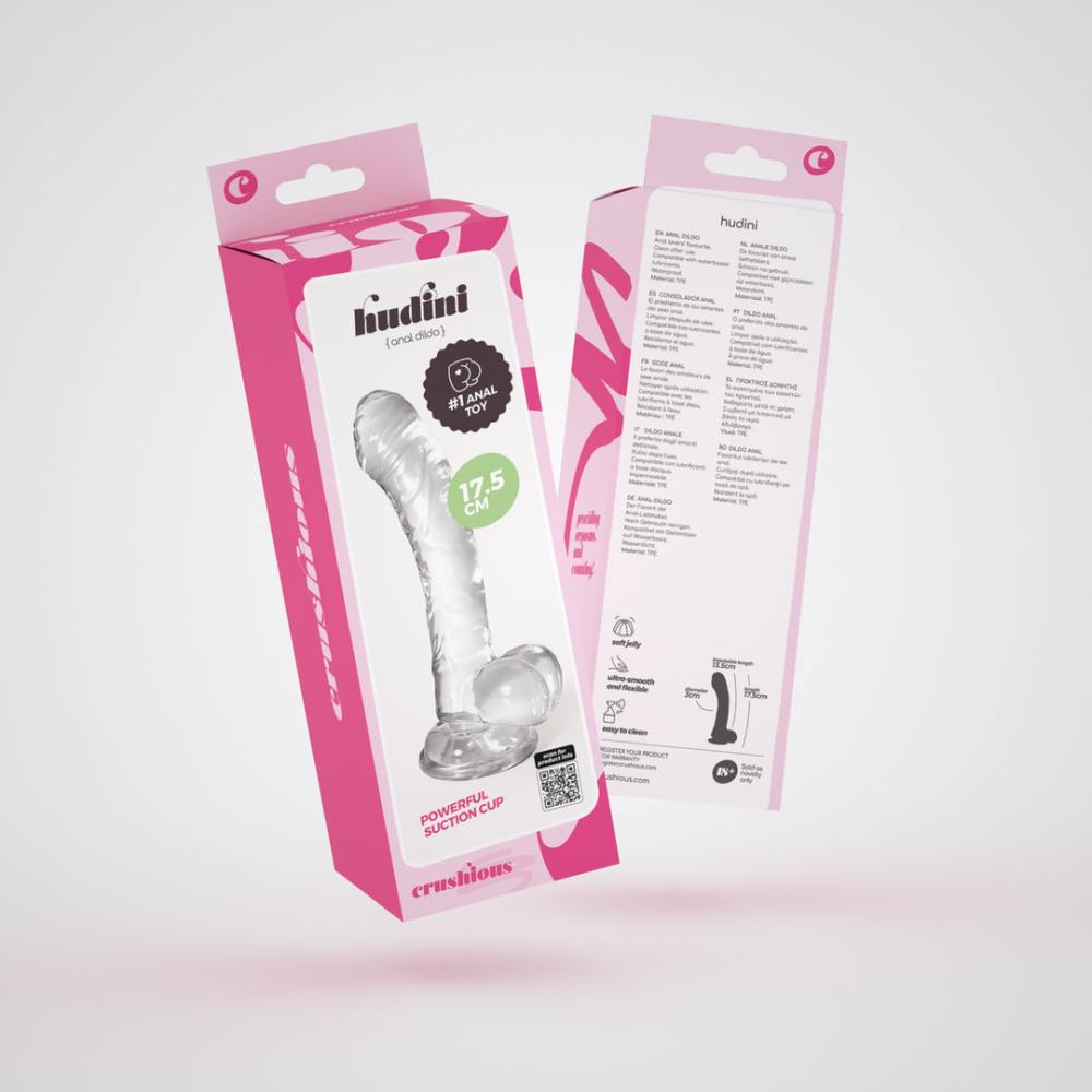 Hudini - Dildo Anal Flexible Jelly - 6.9/ 17,5 cm - Transparente