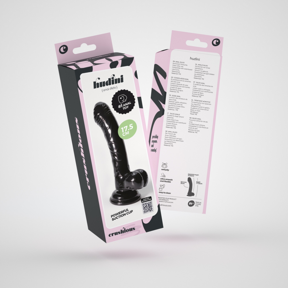 Hudini - Dildo Anal Flexible Jelly - 6.9/ 17,5 cm - Negro