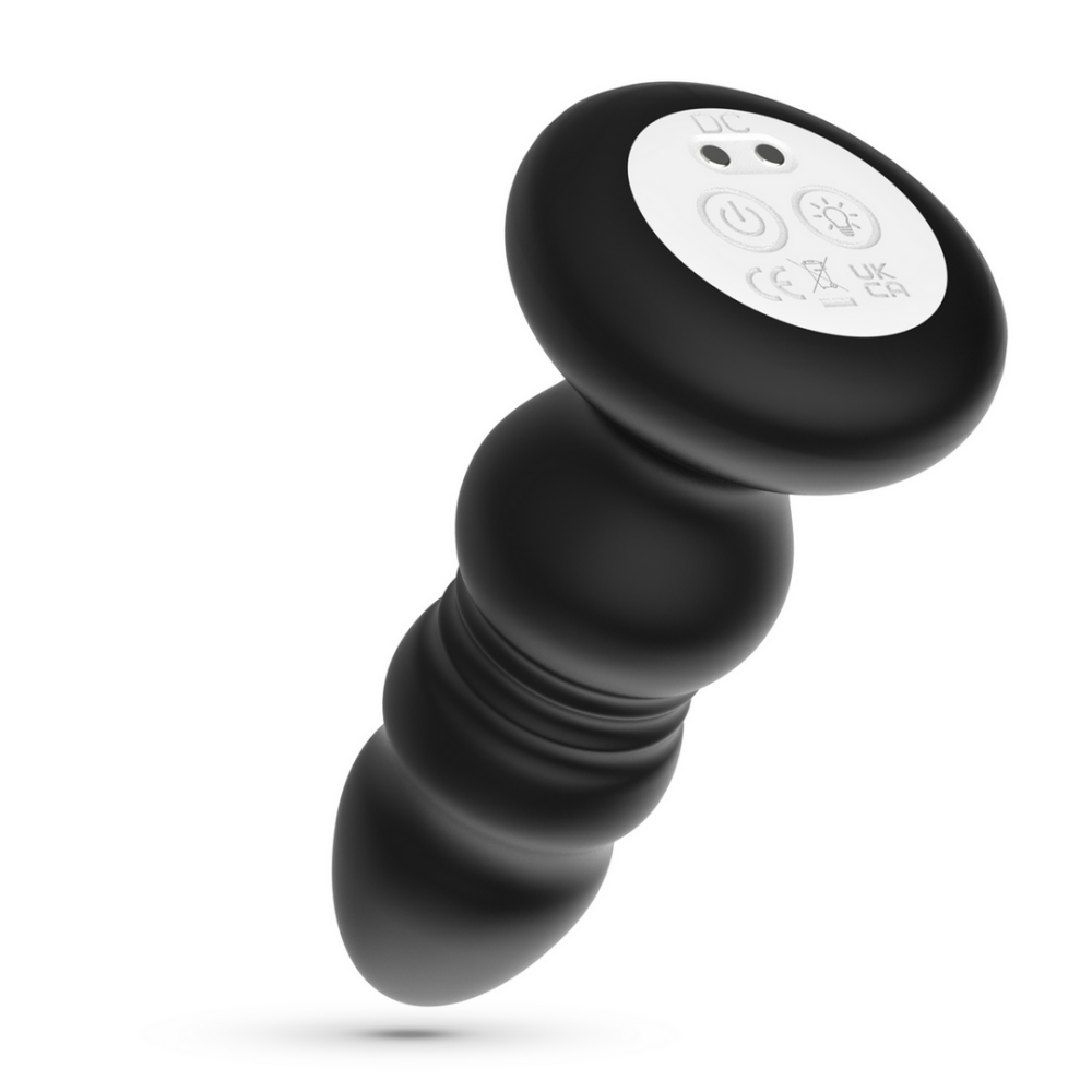 Australis - Plug Anal Vibrante y de Impulso con LED RGB y Control Remoto - Negro