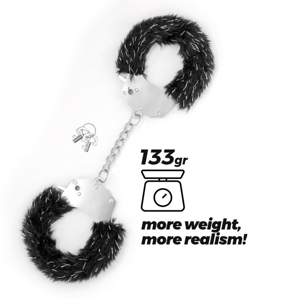 Spangle - Esposas de metal con peluche - Negro