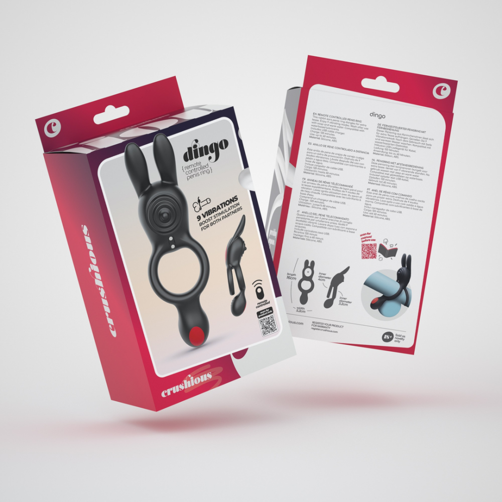 Dingo - Anillo Vibrador Doble con Control Remoto - Negro