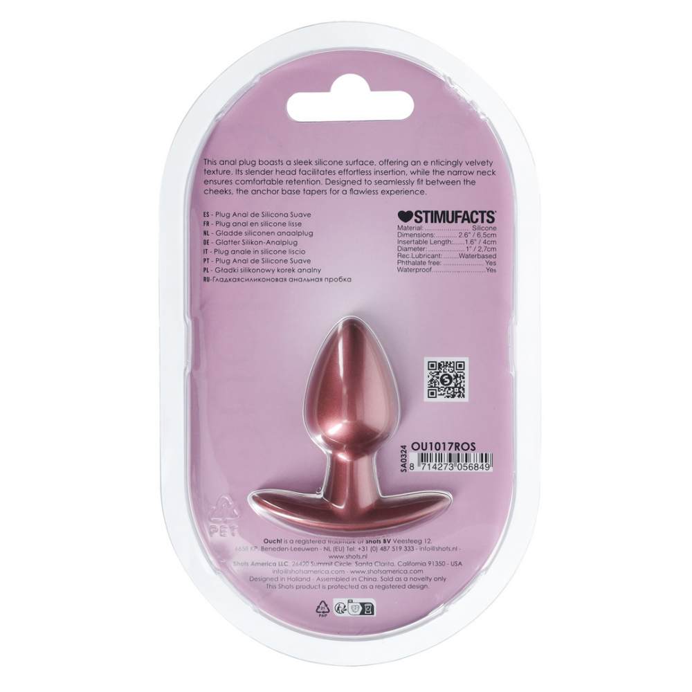 Smooth Silicone Anal Plug - Small - 2.6 / 6,5 cm - Rose Gold