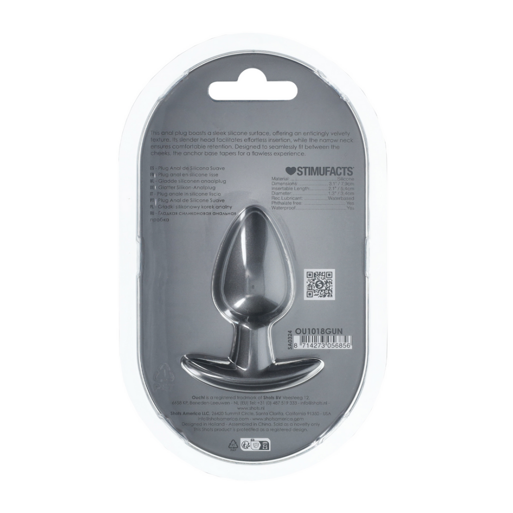 Smooth Silicone Anal Plug - Medium - 3.1 / 7,9 cm - Gunmetal