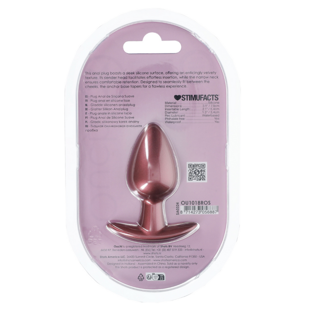 Smooth Silicone Anal Plug - Medium - 3.1 / 7,9 cm - Rose Gold