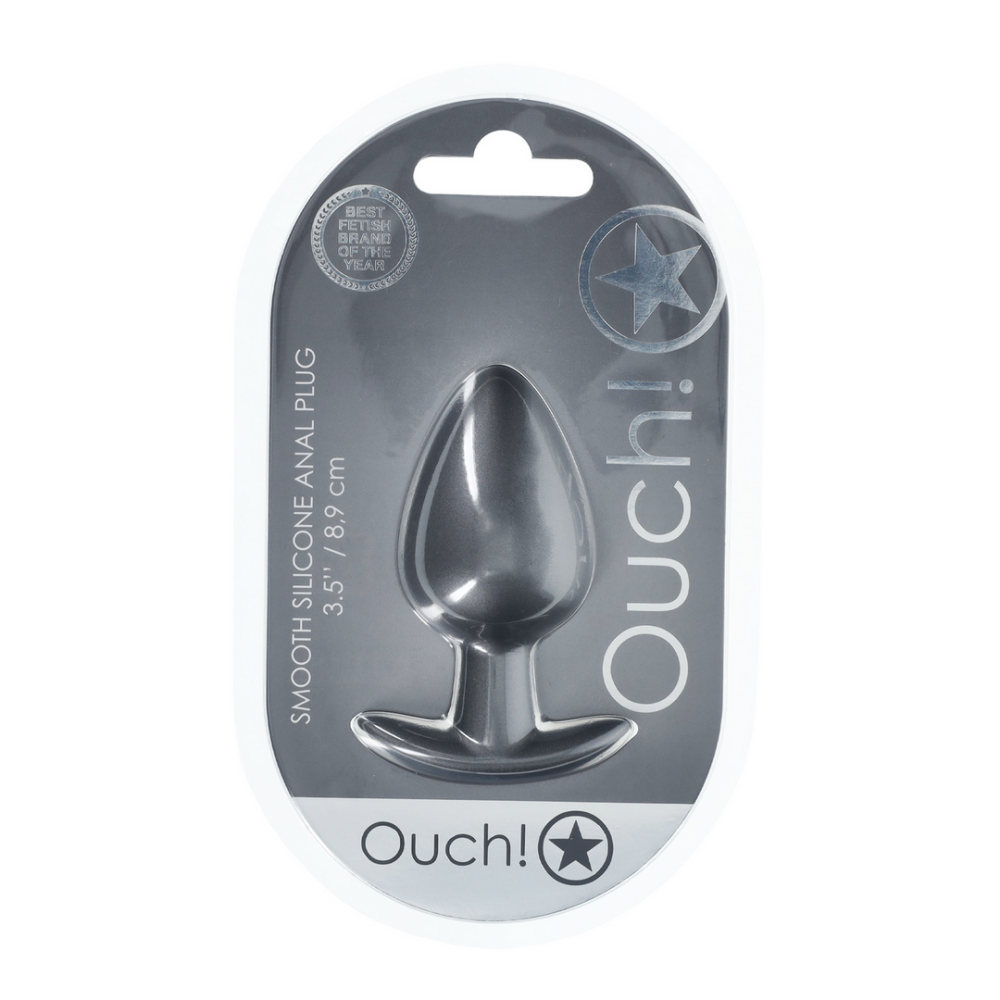 Smooth Silicone Anal Plug - Large - 3.5 / 8,9 cm - Gunmetal