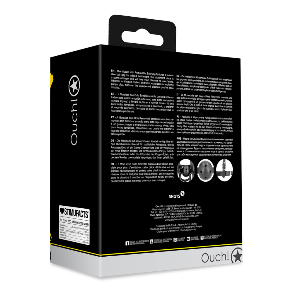 Muzzle with Removable Ball Gag - Black