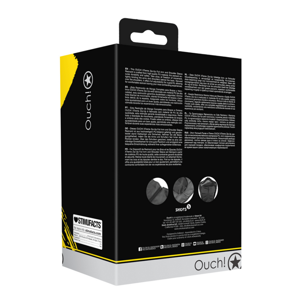 Zip-Up Full Arm and Shoulder Sleeve Restraint - Black