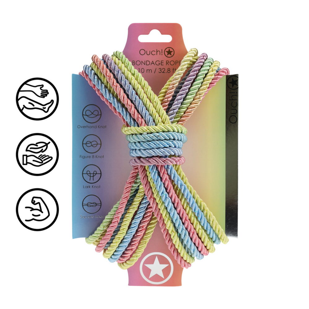 Polyester Bondage Rope - 32.8 ft / 10 m - Multicolor Pastel
