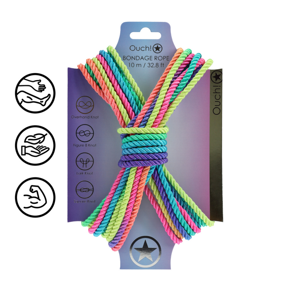 Polyester Bondage Rope - 32.8 ft / 10 m - Multicolor Bright