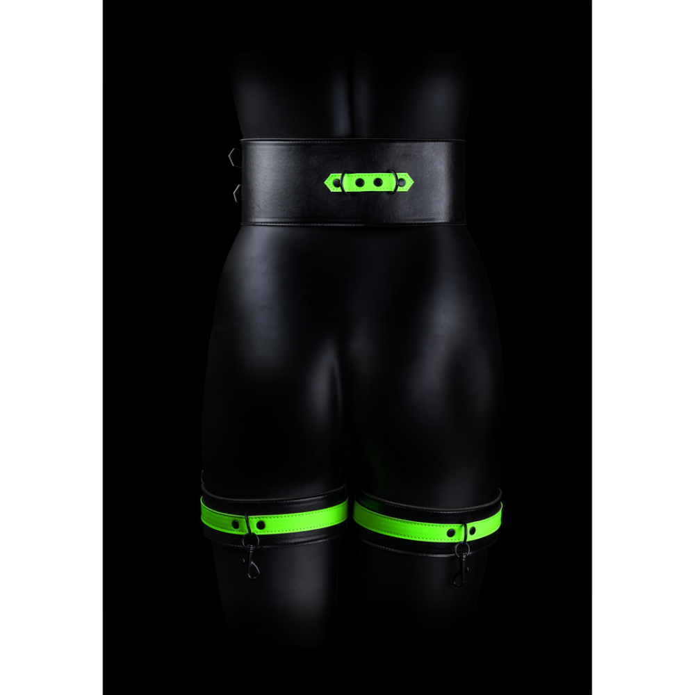 Thigh Cuffs with Belt and Handcuffs - Glow in the Dark - S/M