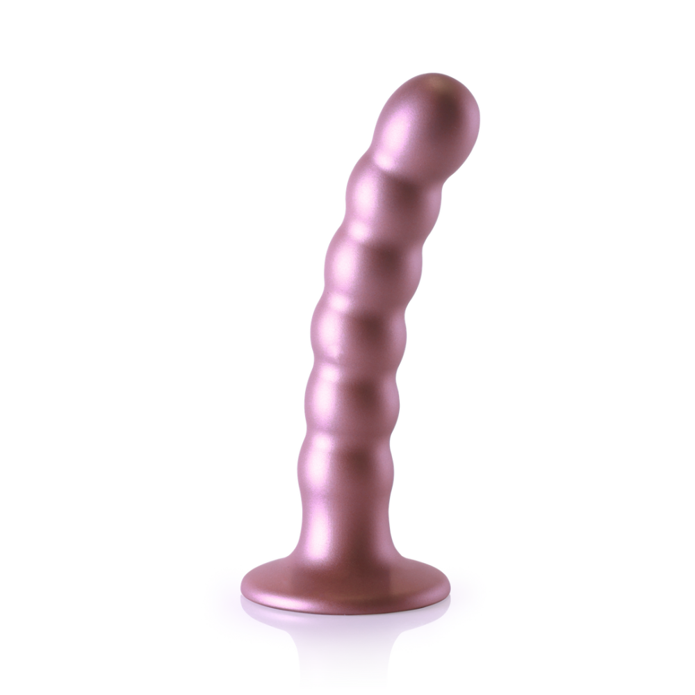 Beaded Silicone G-Spot Dildo - 5'' / 13 cm - Rose Gold