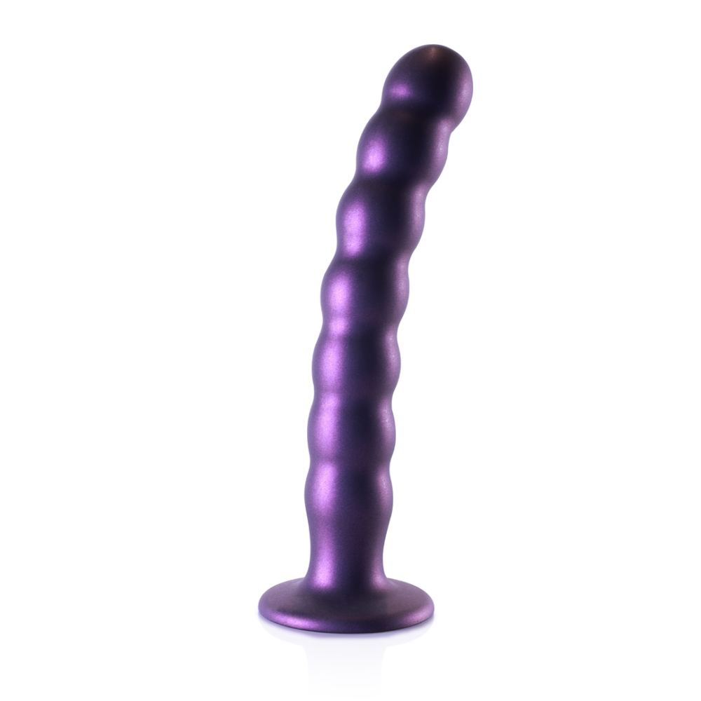 Beaded Silicone G-Spot Dildo - 8'' / 20,5 cm - Metallic Purple