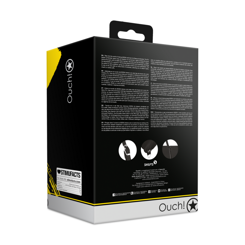 Zip-up Full Sleeve Arm Restraint - Black