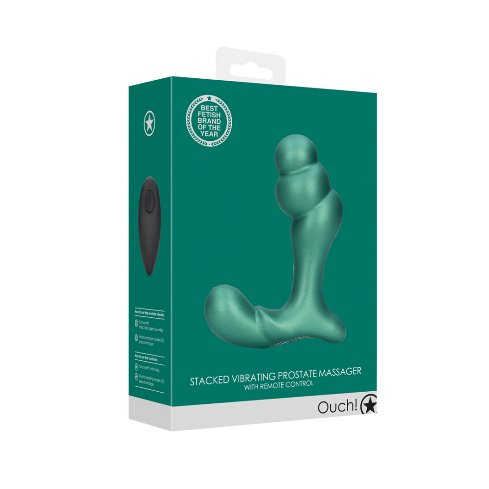 Stacked Vibrating Prostate Massager with Remote Control - Metallic Green