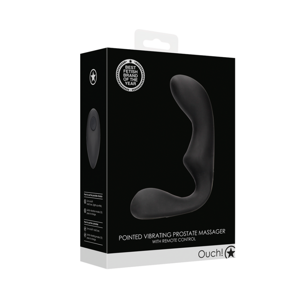 Pointed Vibrating Prostate Massager with Remote Control - Black