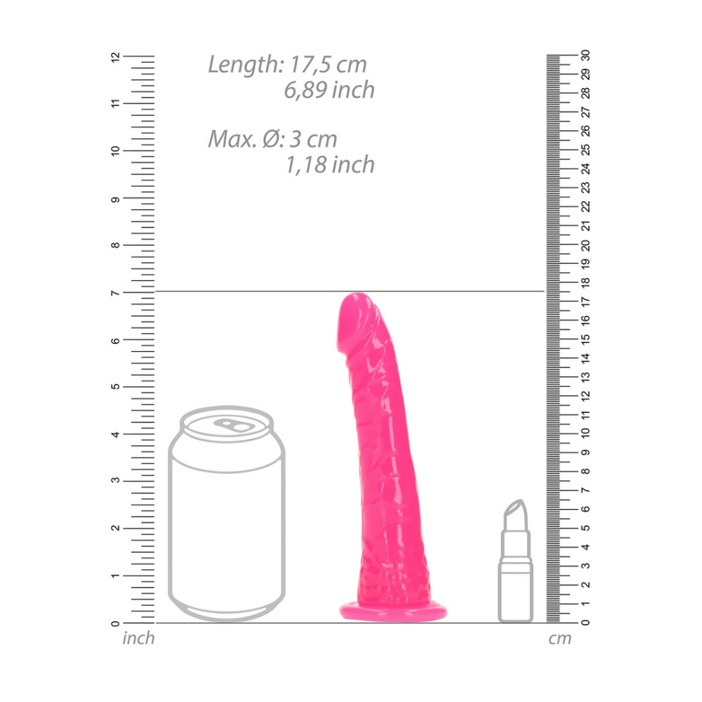 Slim Realistic Dildo with Suction Cup - Glow in the Dark - 6'' / 15,5 cm