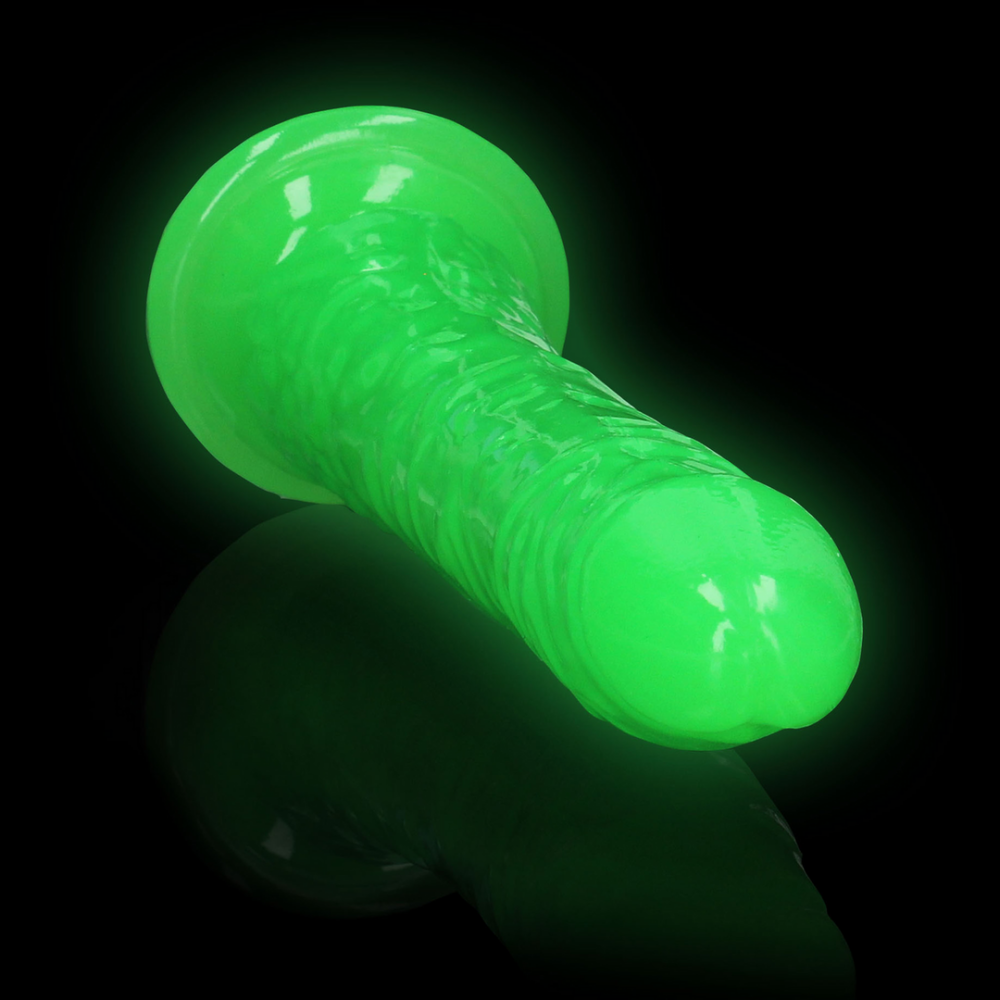 Slim Realistic Dildo with Suction Cup - Glow in the Dark - 8'' / 20 cm